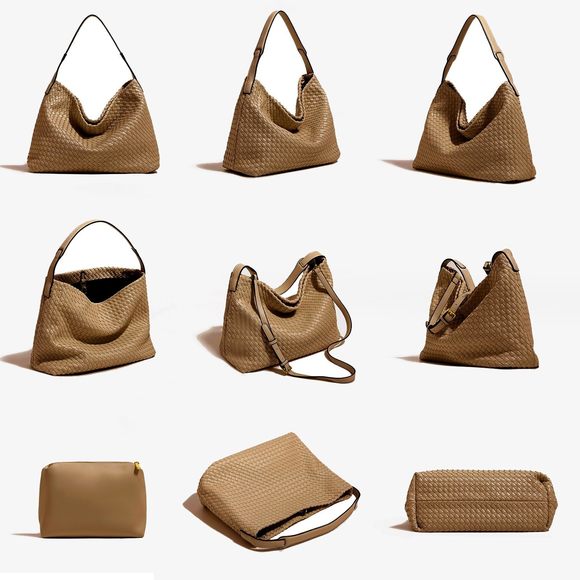 Boston Bag Woven Vegan Leather Handbags Female Satchel Messenger Bag :> - Picture 6 of 9